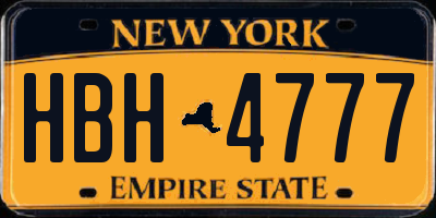 NY license plate HBH4777