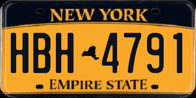 NY license plate HBH4791