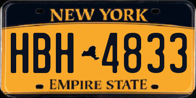 NY license plate HBH4833