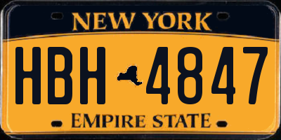 NY license plate HBH4847