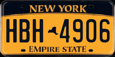 NY license plate HBH4906