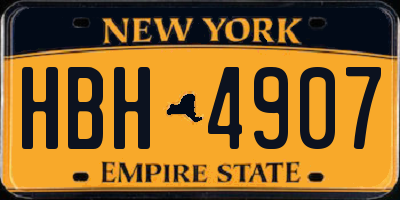 NY license plate HBH4907