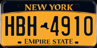NY license plate HBH4910