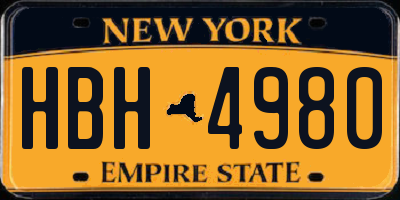 NY license plate HBH4980