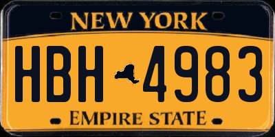 NY license plate HBH4983