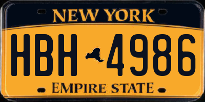 NY license plate HBH4986