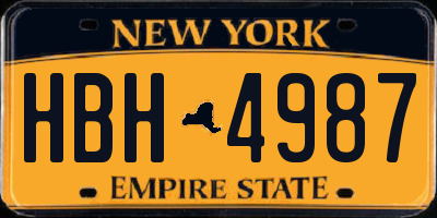 NY license plate HBH4987