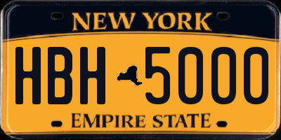 NY license plate HBH5000