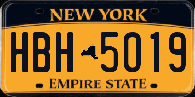 NY license plate HBH5019