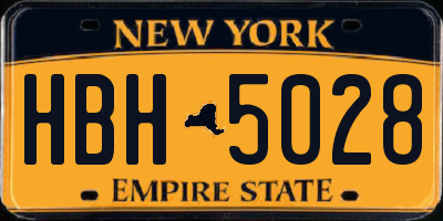 NY license plate HBH5028