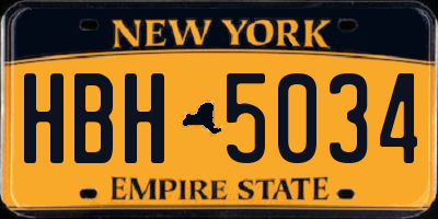 NY license plate HBH5034