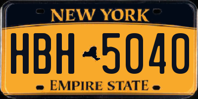 NY license plate HBH5040