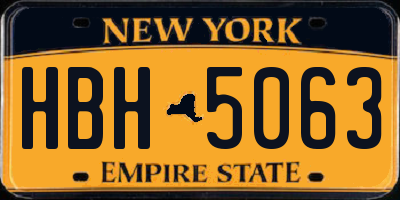 NY license plate HBH5063
