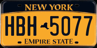 NY license plate HBH5077