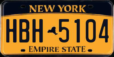 NY license plate HBH5104