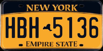 NY license plate HBH5136