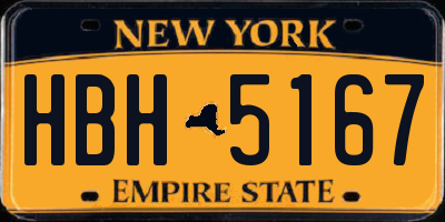 NY license plate HBH5167