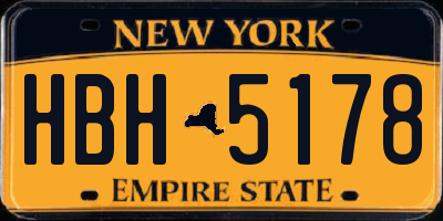 NY license plate HBH5178