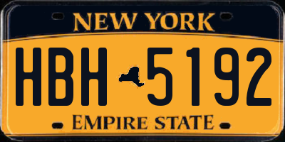 NY license plate HBH5192