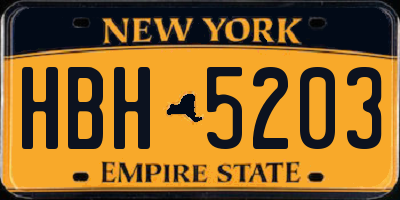 NY license plate HBH5203