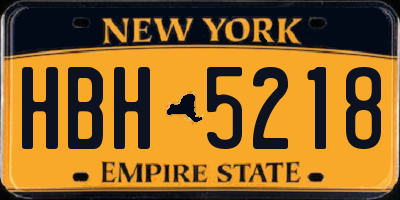 NY license plate HBH5218