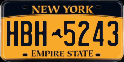 NY license plate HBH5243