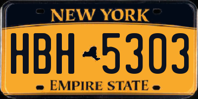 NY license plate HBH5303