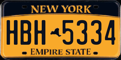 NY license plate HBH5334