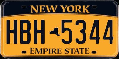 NY license plate HBH5344