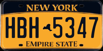 NY license plate HBH5347