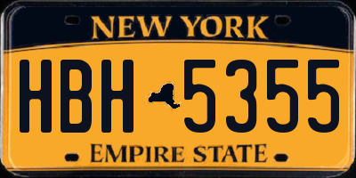 NY license plate HBH5355