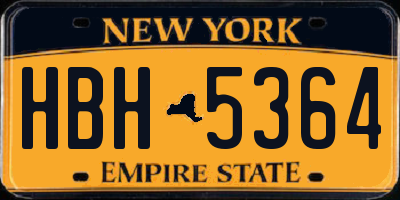 NY license plate HBH5364
