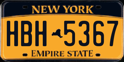 NY license plate HBH5367