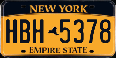 NY license plate HBH5378