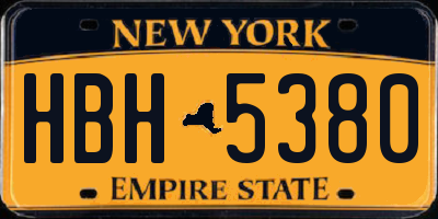 NY license plate HBH5380
