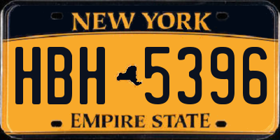 NY license plate HBH5396