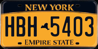 NY license plate HBH5403