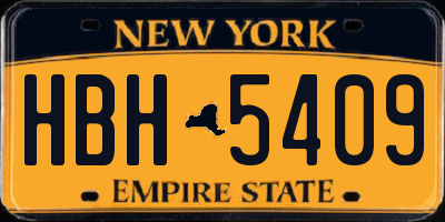 NY license plate HBH5409