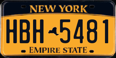 NY license plate HBH5481