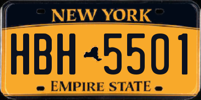 NY license plate HBH5501