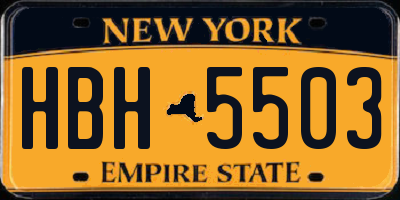 NY license plate HBH5503