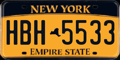 NY license plate HBH5533