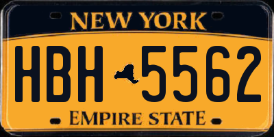 NY license plate HBH5562