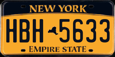 NY license plate HBH5633