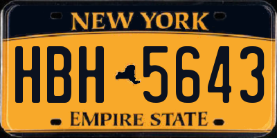 NY license plate HBH5643