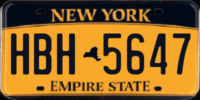 NY license plate HBH5647