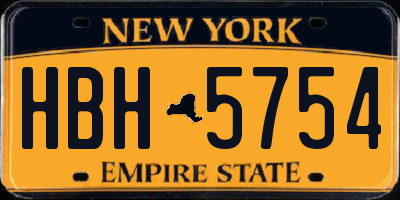 NY license plate HBH5754