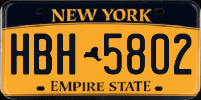 NY license plate HBH5802