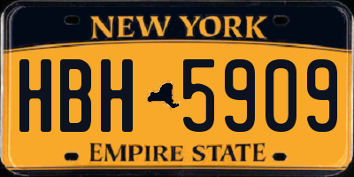 NY license plate HBH5909
