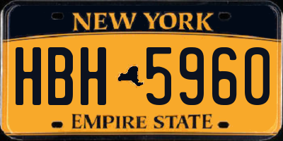 NY license plate HBH5960